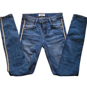 Zara Rhinestone Side Panel Jeans